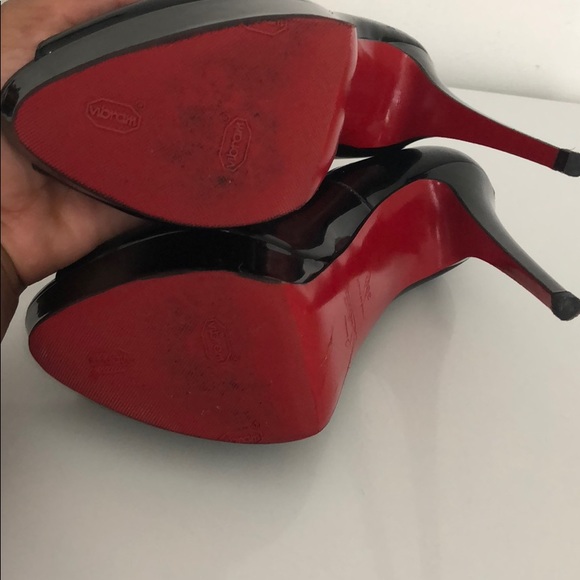 Christian Louboutin Lady Peep Patent Red SolePump - Picture 7 of 8